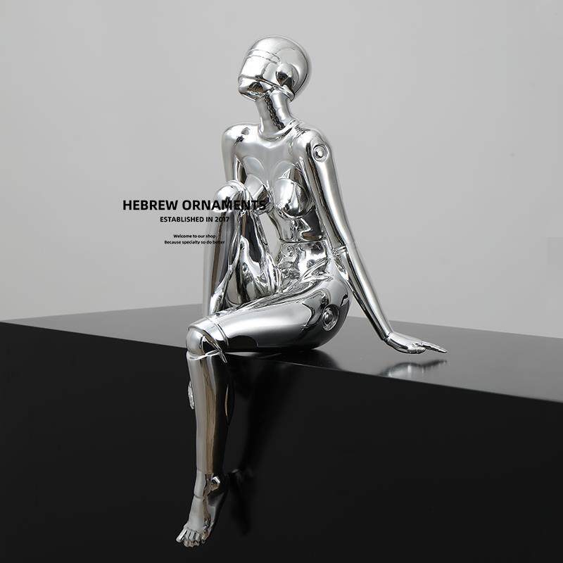 空山基机械女神艺术雕塑电镀玄关办公室电脑桌面科技感摆件装饰品