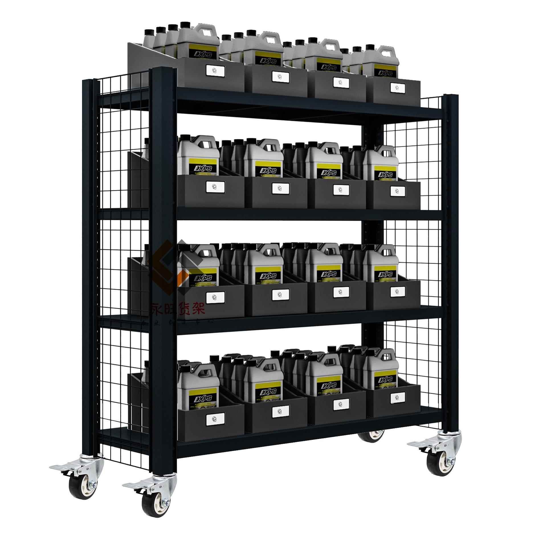 定制可移动的货架带轮置物架带轱辘加厚置物架多层可调带网片铁架