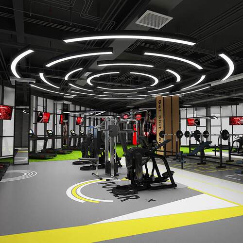 LED圆弧形吊灯圆形圆环健身房灯网咖超市创意工业风造型灯具