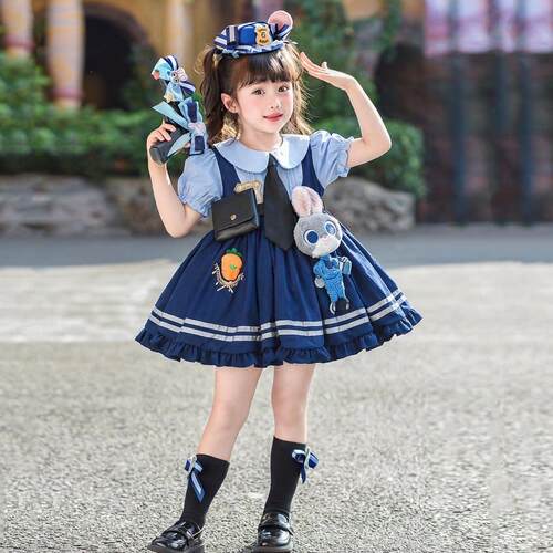 男童套装疯狂动物城尼克狐狸演出夏季女兔子警官衣服儿童朱迪cos