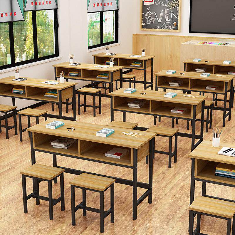 学校课桌椅中小学生双层课桌辅导班培训桌补习班带抽屉课桌椅直销