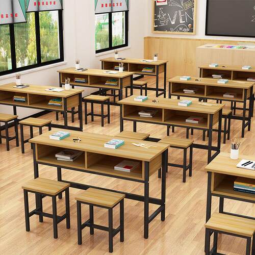 学校课桌椅中小学生双层课桌辅导班培训桌补习班带抽屉课桌椅直销