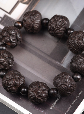 皮黑木工艺木雕人头貔貅手串手链