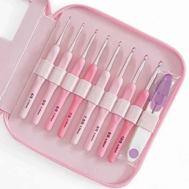 9pcs/set Handle Crochet Hook Set 1.0-10mm Knitting Crochet N
