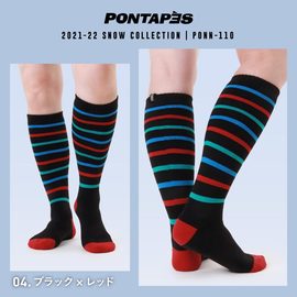 OC日本PONTAPES滑雪袜男女户外保暖滑雪护具冬季加厚长筒袜登山袜