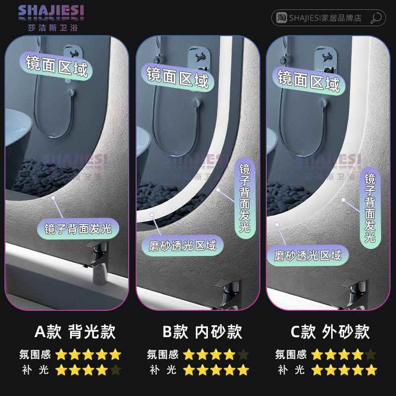 椭台圆形l992ed化妆壁挂卫生浴间智能室镜带灯防雾梳妆镜子镜挂新