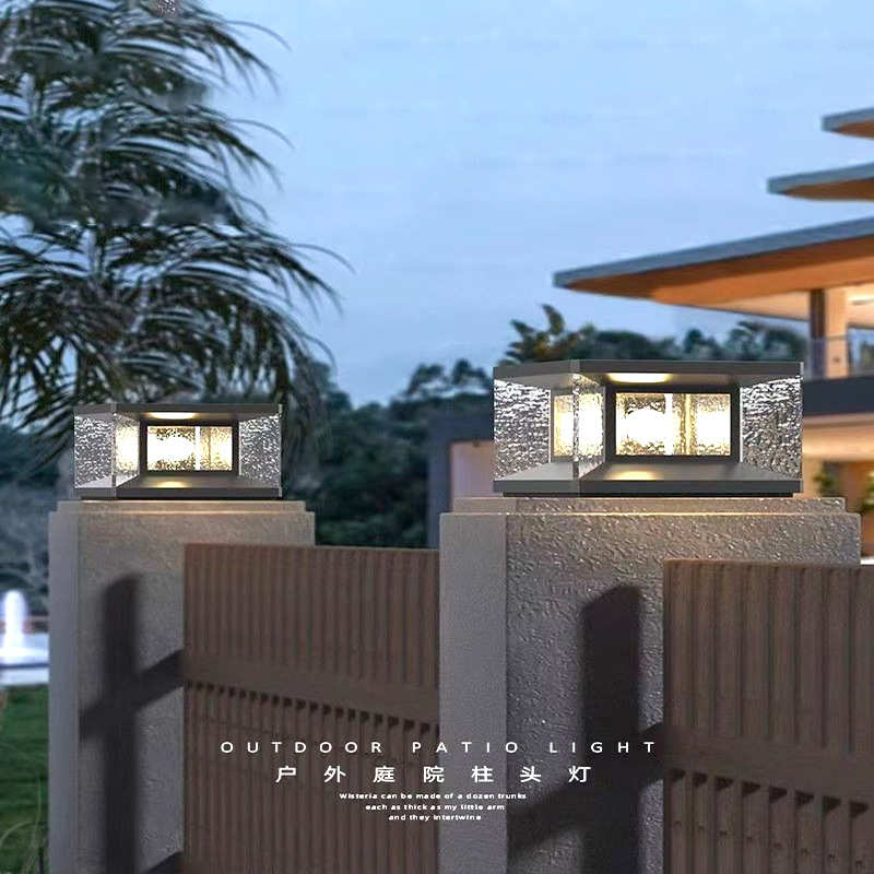 太阳能柱头灯户外防水庭院别墅墙头围墙柱子大门口家用门柱灯