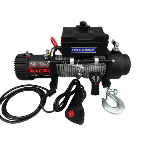 车载电动绞盘12V12000磅快速防水越野车自救绞盘24V小型小吊机