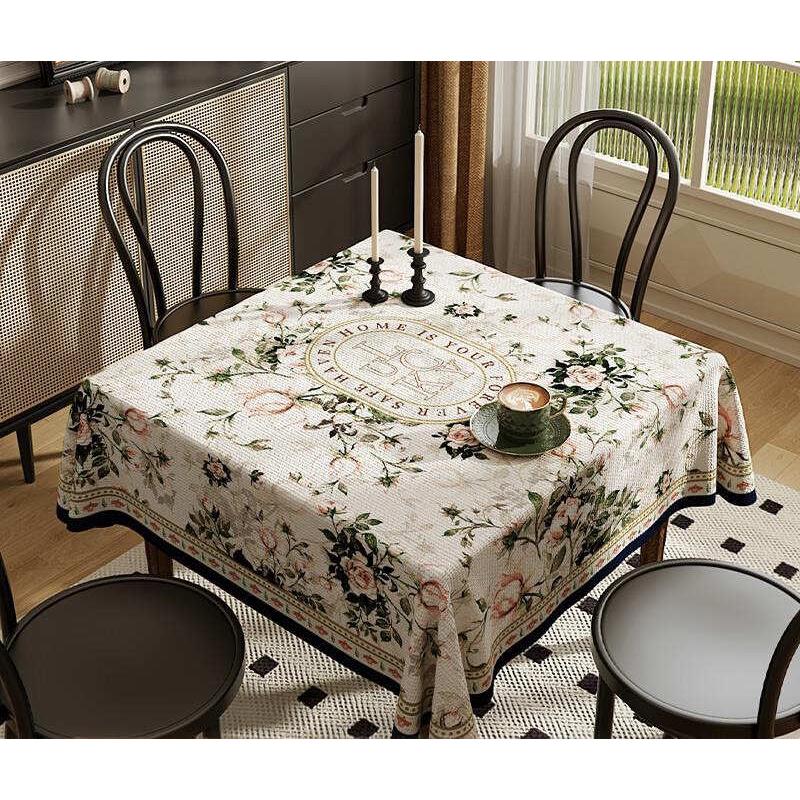 美式方桌布家用正方形棉麻氛围感餐桌布客厅四方桌小方桌茶几台布