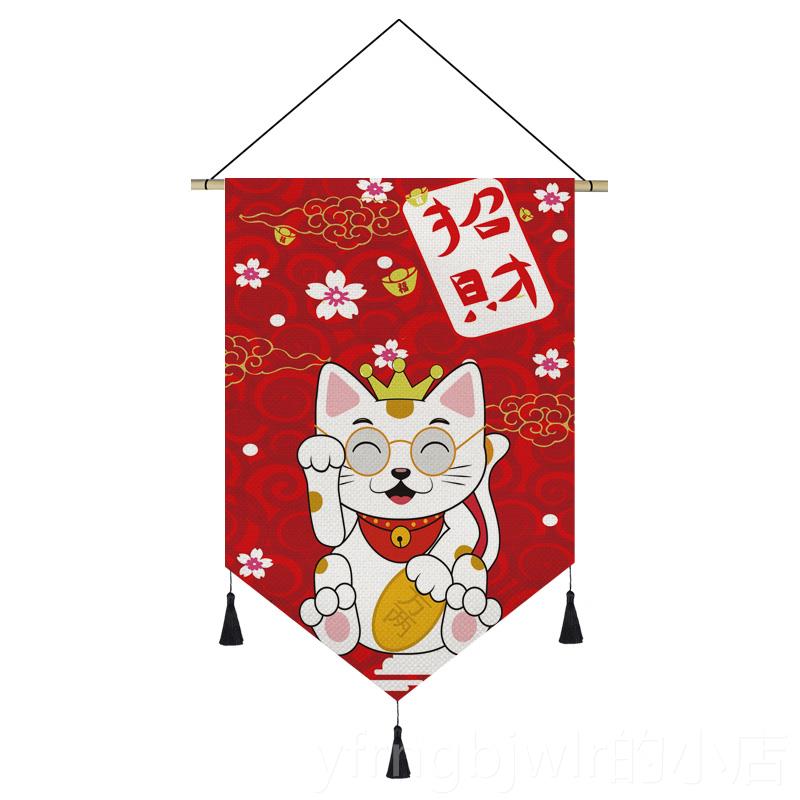 新款日式装饰画招财猫和风厢画客厅墙背景壁画餐厅饭店包墙画挂定图片