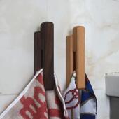 北欧实木创意免钉免打孔毛巾挂钩原木浴室墙上衣服帽子无痕粘衣钩