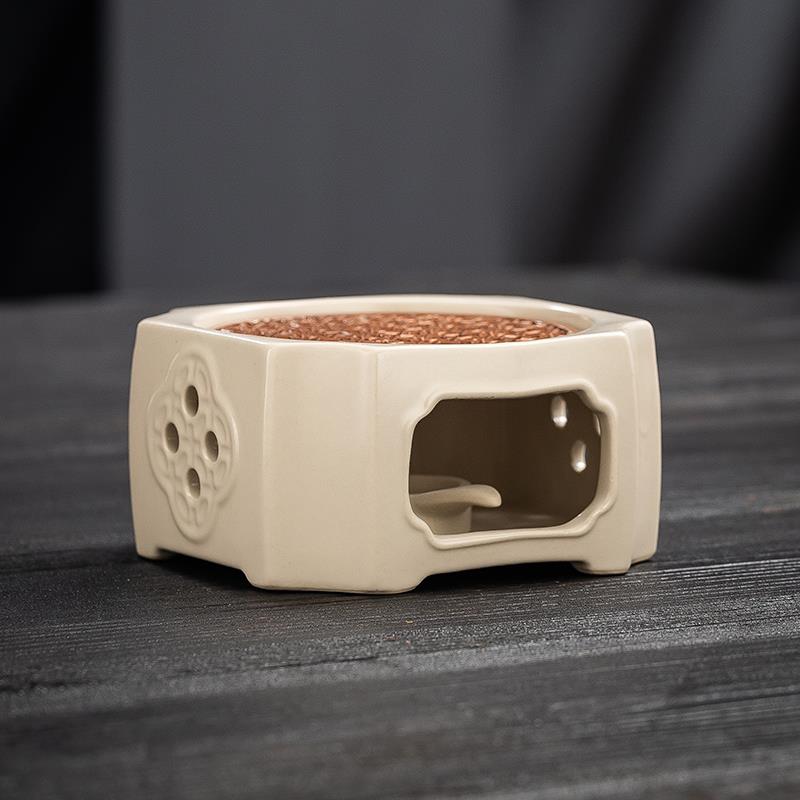蜡烛加热暖茶温泡茶炉陶瓷底座 中式窗花纹 茶壶家用办公煮茶器保