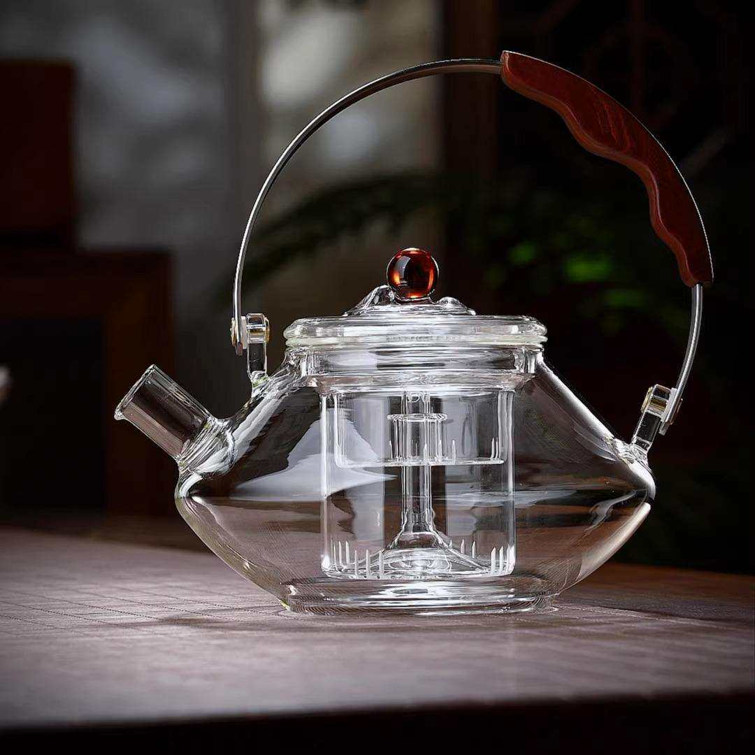 家用耐热高硼硅透明玻璃泡茶壶可电陶炉加热煮茶烧水壶创意提梁壶