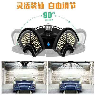 UFO工矿灯60W80W100W120W光感拒水三叶折叠车库灯节能省电