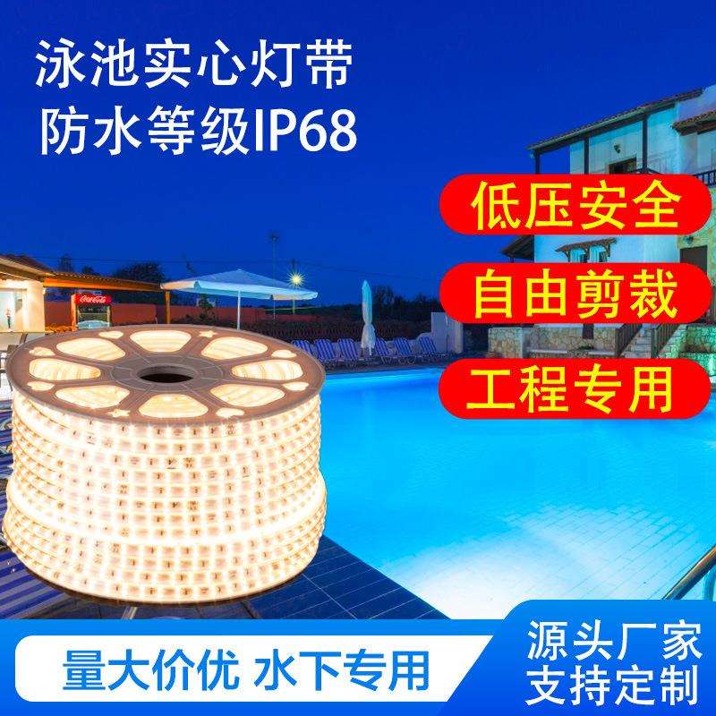 LED灯带220v户外防水地下室隧道工地亮化装饰照明白光灯条24V36V