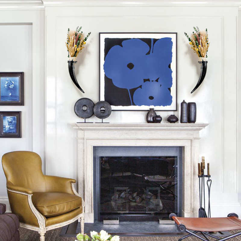 新款牛角花器创意天然牛角壁挂花瓶美式复古客厅玄关挂墙插花装饰