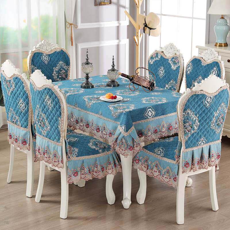 欧式餐椅套罩家用餐椅坐垫套加大餐椅垫套装餐桌布圆桌布茶几布
