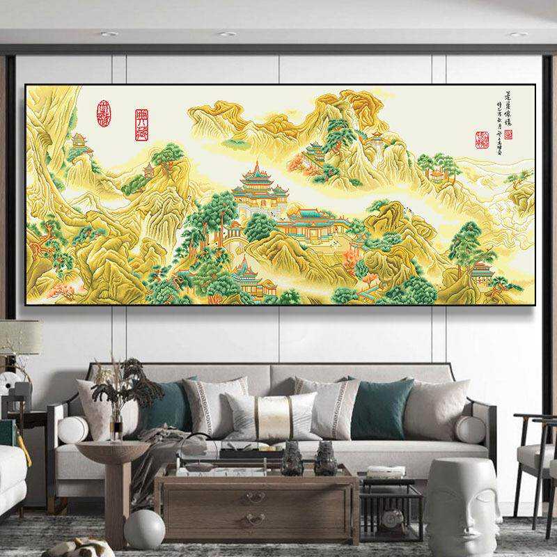 蓬莱仙境图十字绣2024新款线绣中国风景名画大客厅卧室简单自己绣