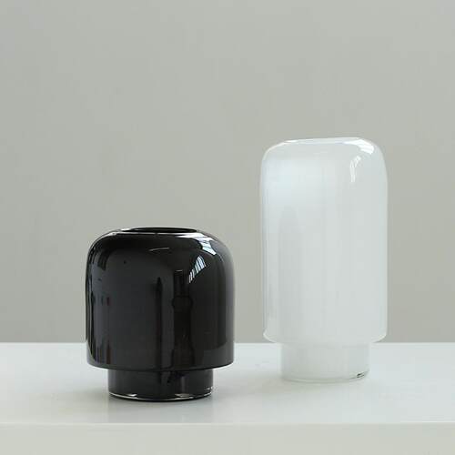 中古白瓷琉璃直筒花瓶宅寂风手工磁粉黑色厚底干花样板房轻奢摆件