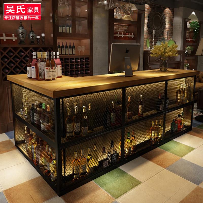 覆古工业风酒吧吧台桌收银台转角饭店餐厅火锅店烧烤店铺柜台铁艺