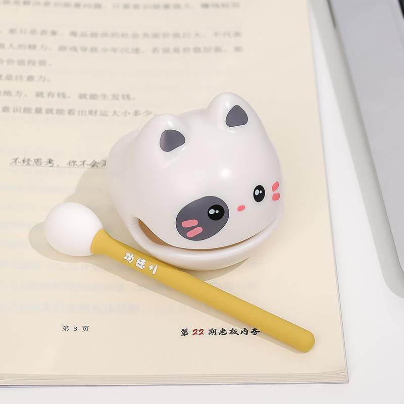 小木鱼网红可爱通摆件办工公D-XMY室桌卡面位搞装饰情绪稳怪定创