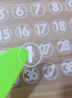PVC防水数字号码贴纸餐馆桌号机台编号透明贴车队比赛选手号码贴