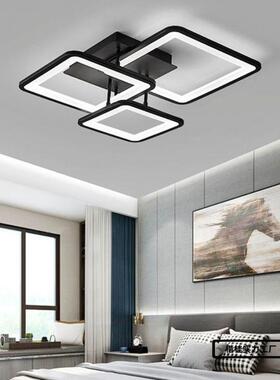客厅灯2025年新款简约现代大气网红方形黑色全屋吸顶灯具套餐