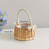 结婚小花童撒花篮藤编花盆草编手提竹篮婚礼拍照竹编婚庆插花篮子