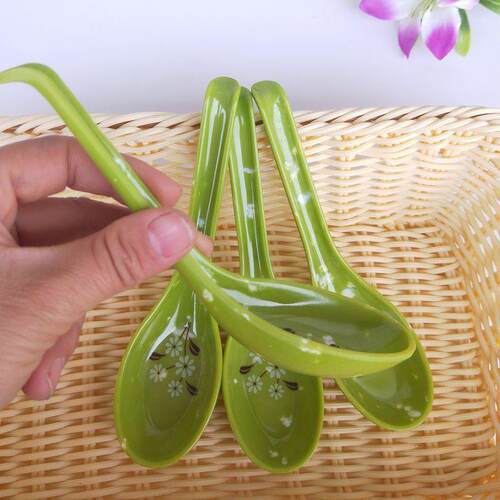 Green Spoon for Dining, Melamine Green Spoon with Hook, Resi