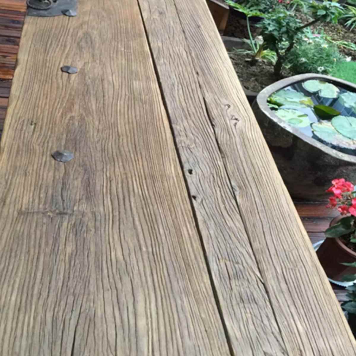 老榆木门板桌复古怀旧吧台旧木板原木桌子风化板茶桌茶台民俗