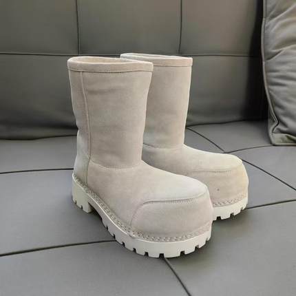 2024新款纯色真皮毛毛靴雪地靴大头厚底时尚冬季靴snow boots