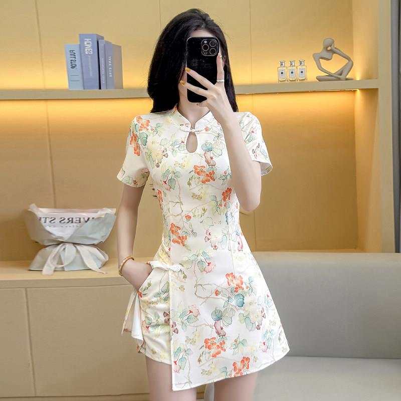 夏季新中式改良旗袍小个子汉服足疗美容师足浴按摩技师工作服