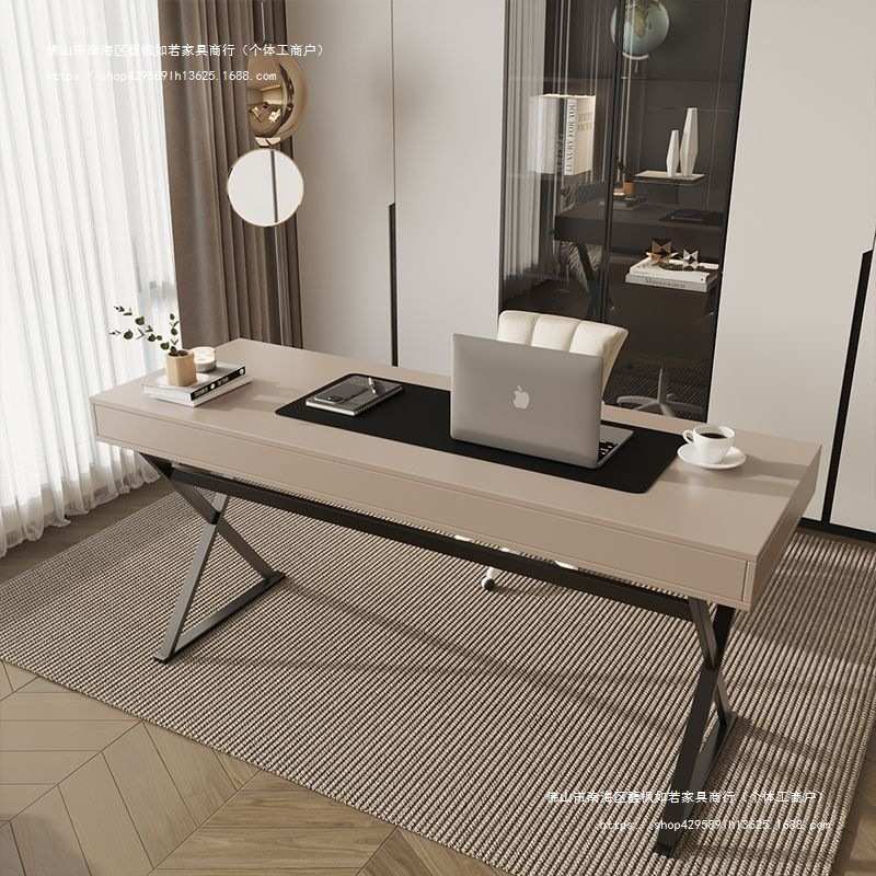 意式轻奢书桌家用北欧现代简约书房写字工作台卧室办公电脑学习桌