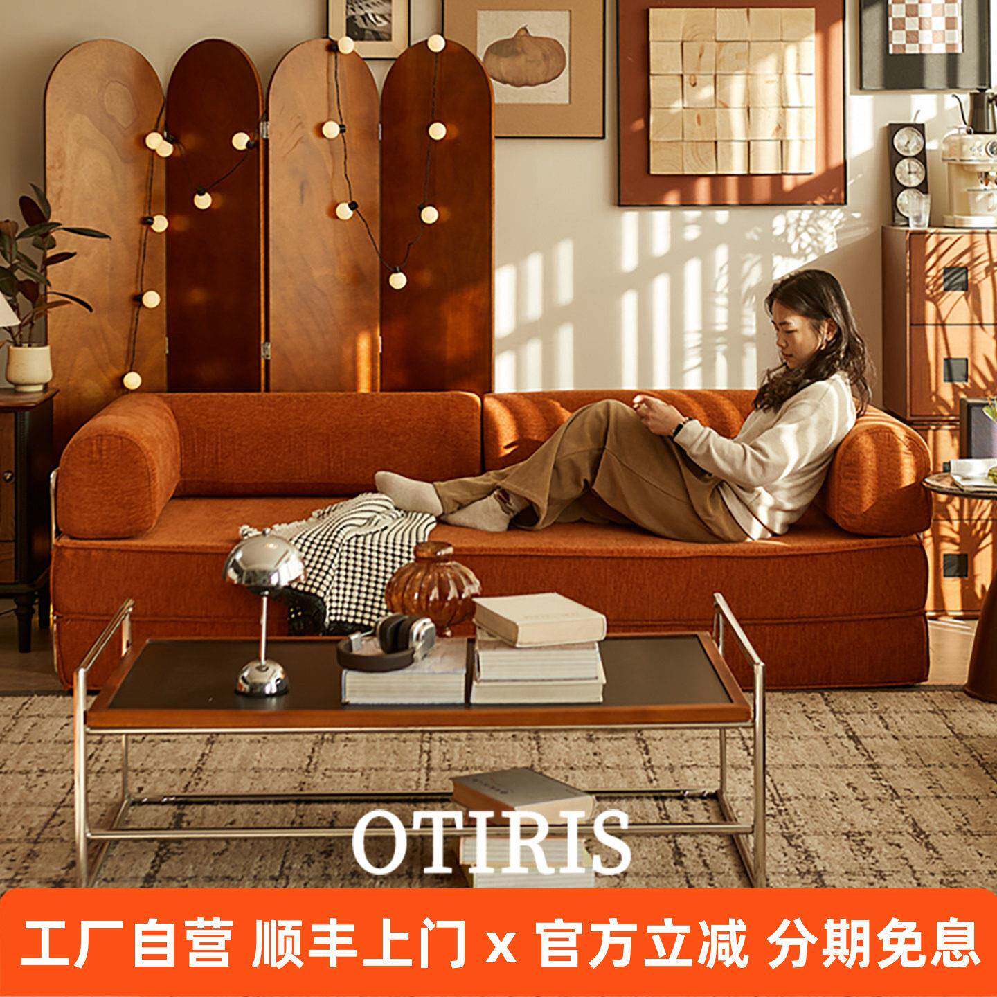 折叠沙发床布艺沙发客厅小户型现代简约单双三人位直排奶油风沙发