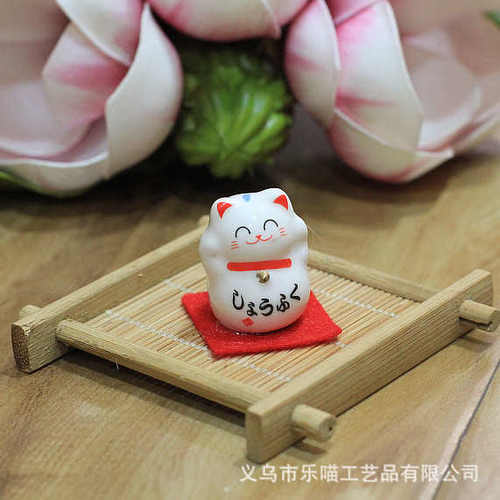 学生创意乐 摆件出口猫猫礼品招财装饰 喵陶瓷sw434迷你豆豆
