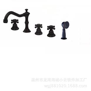 套铜黑古铜分体浴缸五件龙头按头摩浴缸五孔龙镀水晶球手金把1512