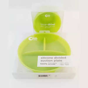 olababy欧拉宝贝食品级硅胶吸盘分格餐盘   辅食吸盘碗