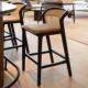北欧实木高脚椅家用高脚凳子客厅岛台餐椅吧台椅前台藤编吧台椅