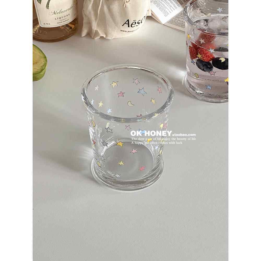 韩系ins风x小清新梦幻彩色星星玻璃杯超仙少女心喝水杯子咖啡杯,餐饮具,玻璃杯,淘宝优惠券,粉丝福利购,淘宝优惠卷