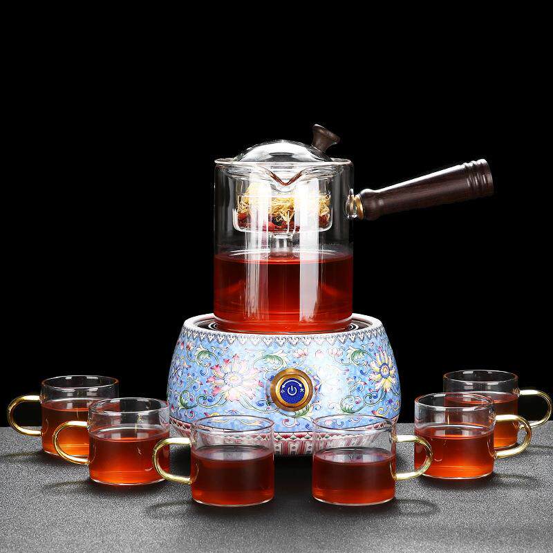 陶瓷电陶炉蒸茶器家用耐高温玻璃煮茶器套装办公煮茶壶黑茶煮茶炉