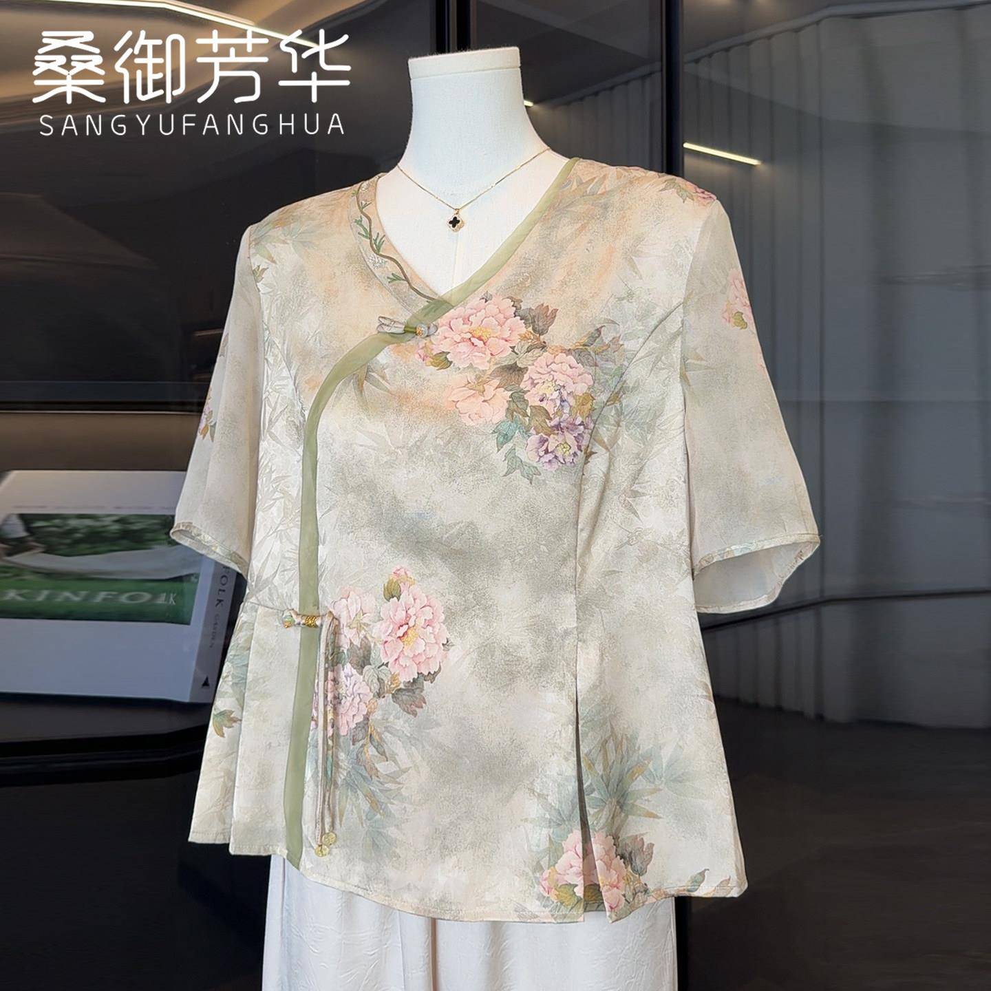 国风妈妈夏装短袖T恤雪纺衫2026新款上衣服气质中老年人两件式套