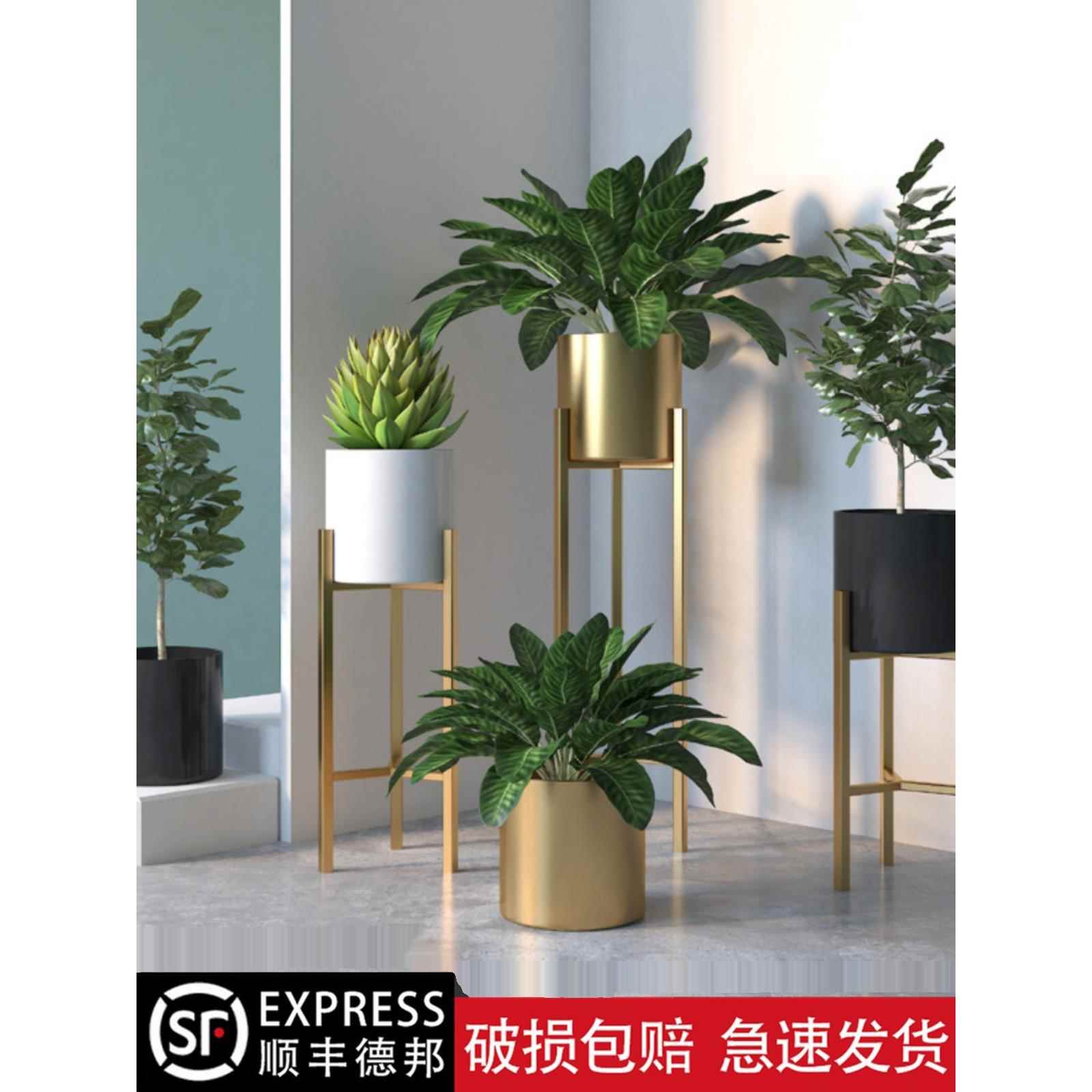 北欧金色网红铁花架现代客厅室内简约阳台落地绿色植物花盆架