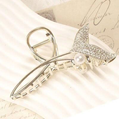 Korean Claw pearl rhinestone flower Metal Pearl Hair Clip Ha