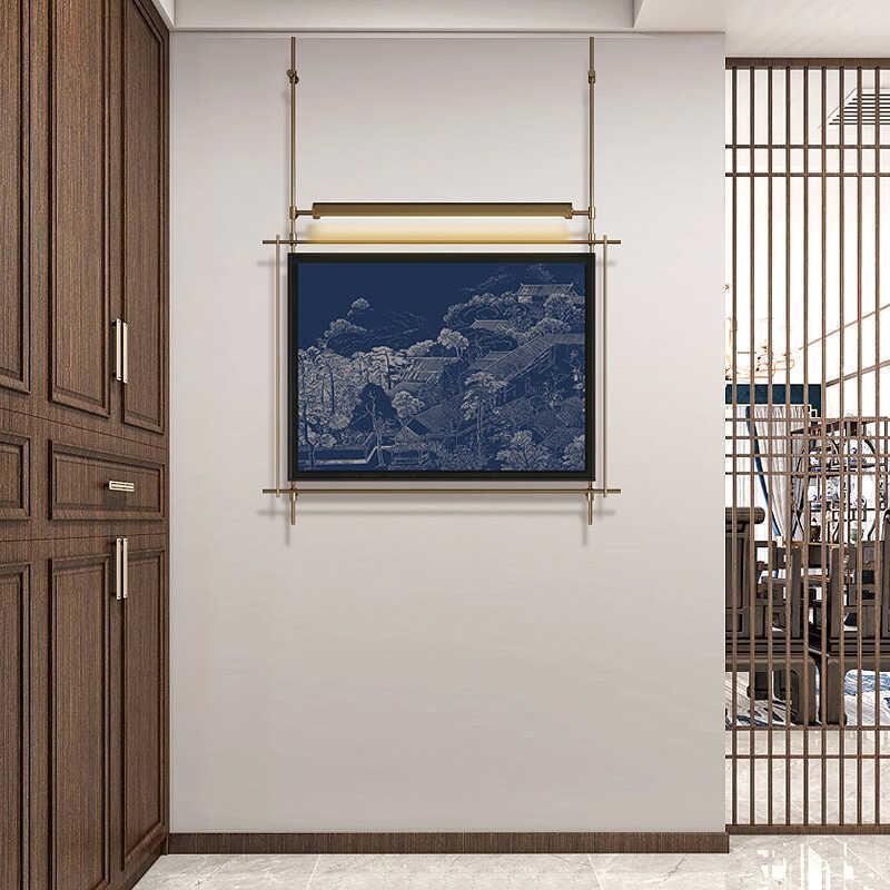 铁艺立体壁饰轻奢挂画挂餐厅中带灯复古玄关古风别墅高级吊杆装饰