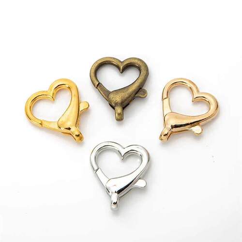 10pcs Heart Lobster Clasp Hook Carabiner for DIY Keychain Je