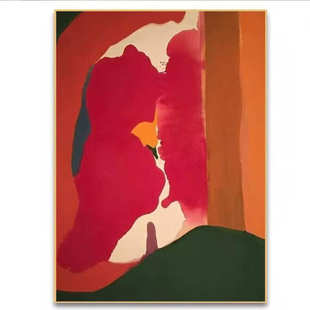 手绘红色肌理画抽象客厅玄关装饰画酒店别墅红红火火艺术油画挂画