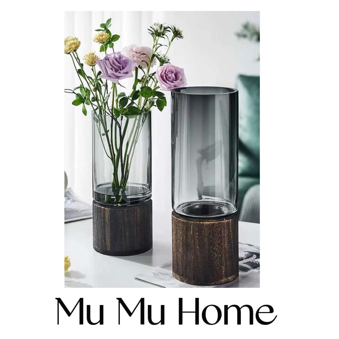 Mu Mu 沐家轻奢花瓶摆件简约创意原色玻璃水养鲜花百合玫瑰餐桌客