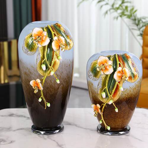 珐琅彩轻奢花瓶创意客厅玄关家居摆件电视柜高档装饰插花花瓶摆件