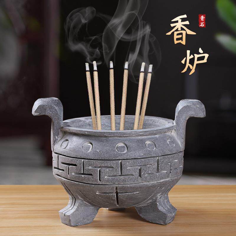 石雕香炉鼎青石圆香炉寺庙香炉祭祀墓地香炉大小规格圆形方形烛台