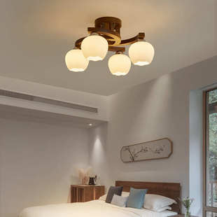 复古大气主现代灯具胡实木房间灯灯客厅吸顶灯卧室简约桃色中式 新